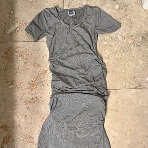 NOM maternity ruched bodycon dress with back slit